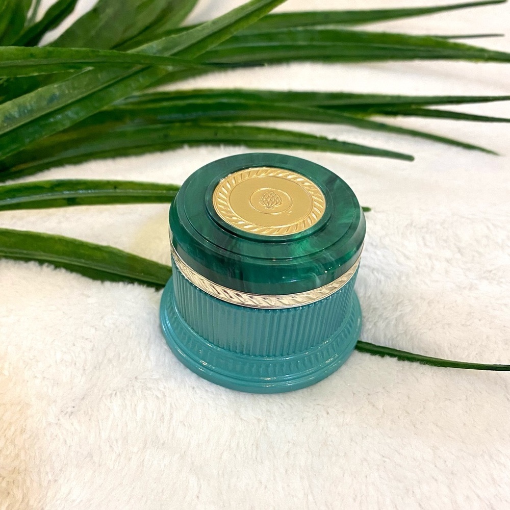 Avon Vintage 1960s Green & Gold Regence Cream Sachet Empty Cosmetic Jar